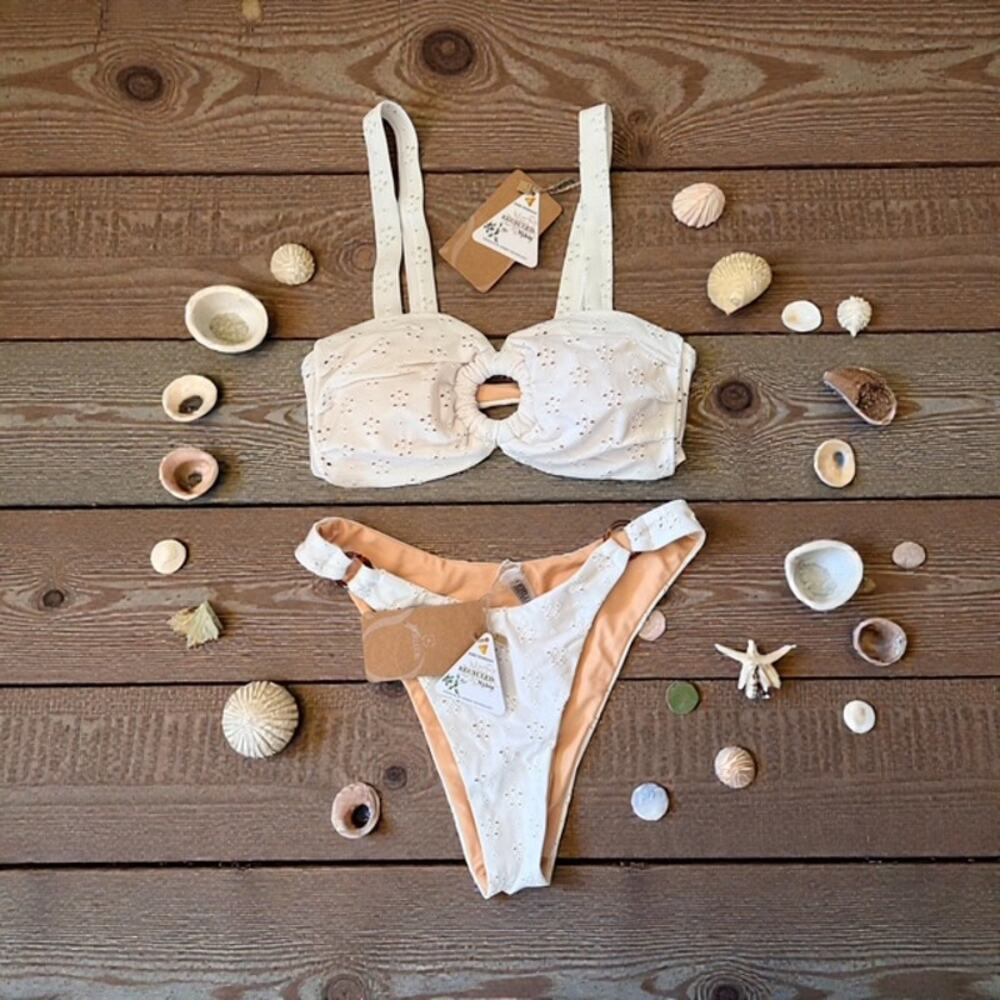 Berlook - White Eyelet Bikini Set - Small